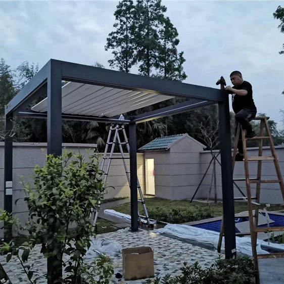 High quality customized aluminum modern design bioclimatic motorized aluminium louvered pergola