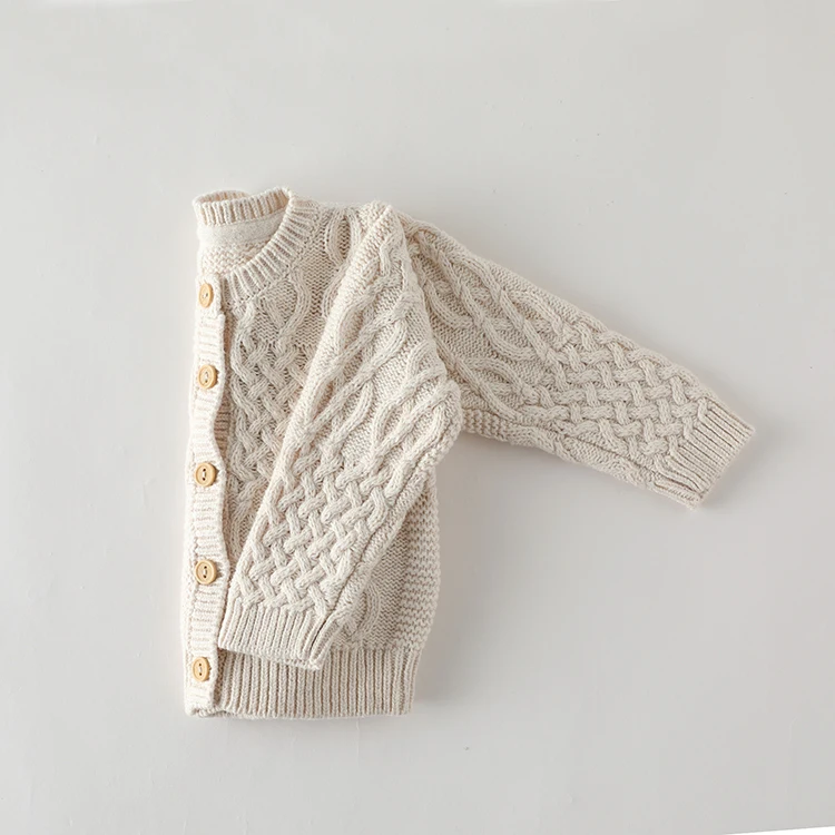 2023 organic cotton newborn baby knitted Crochet Button Closure cardigan sweaters tops coat outwear for toddler