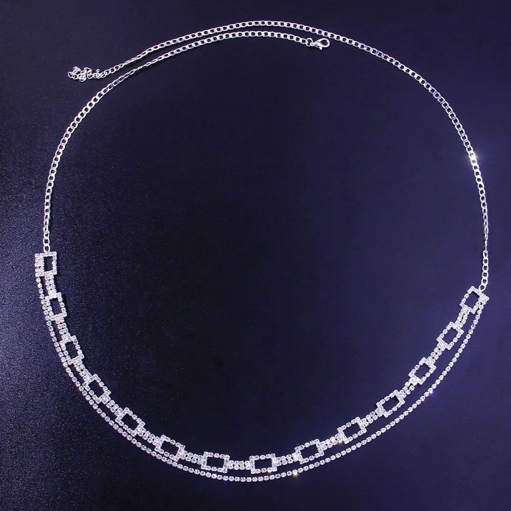 Cross-Border New Summer Sexy Square Multi-Layer Waist Chain European and American Personalized Beach Necklace Body Chains