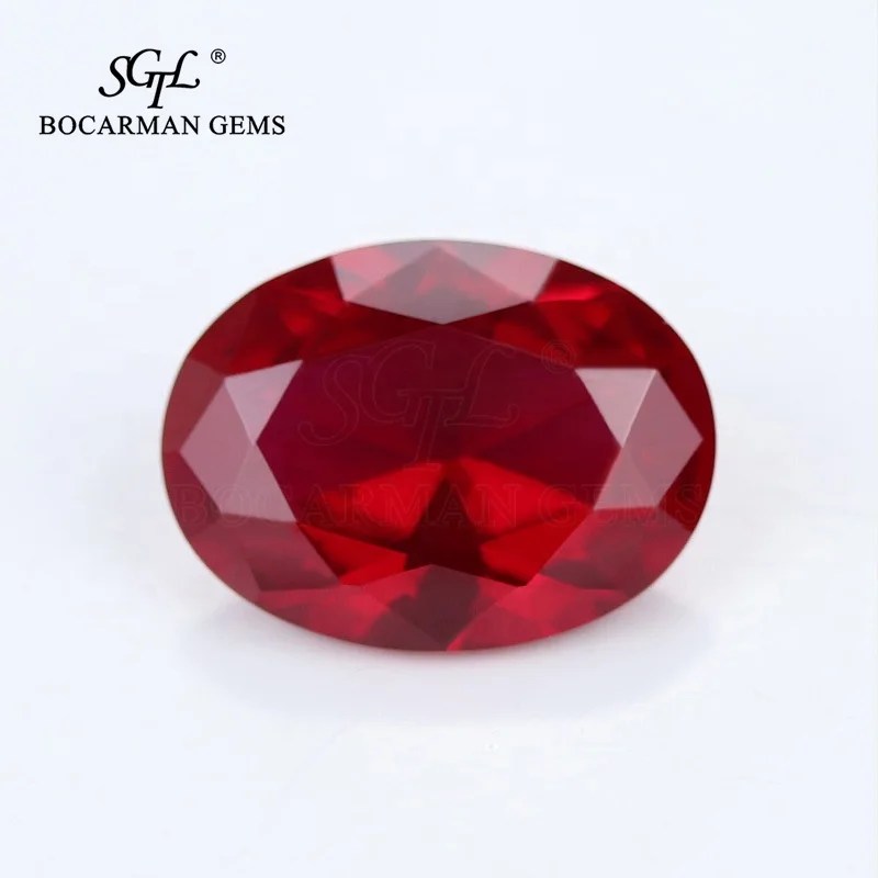 Oval sand bottom 4*6mm 6*8mm 8*10mm 10*12mm 10*14mm red corundum ruby 5# loose stone synthetic rose ruby gems