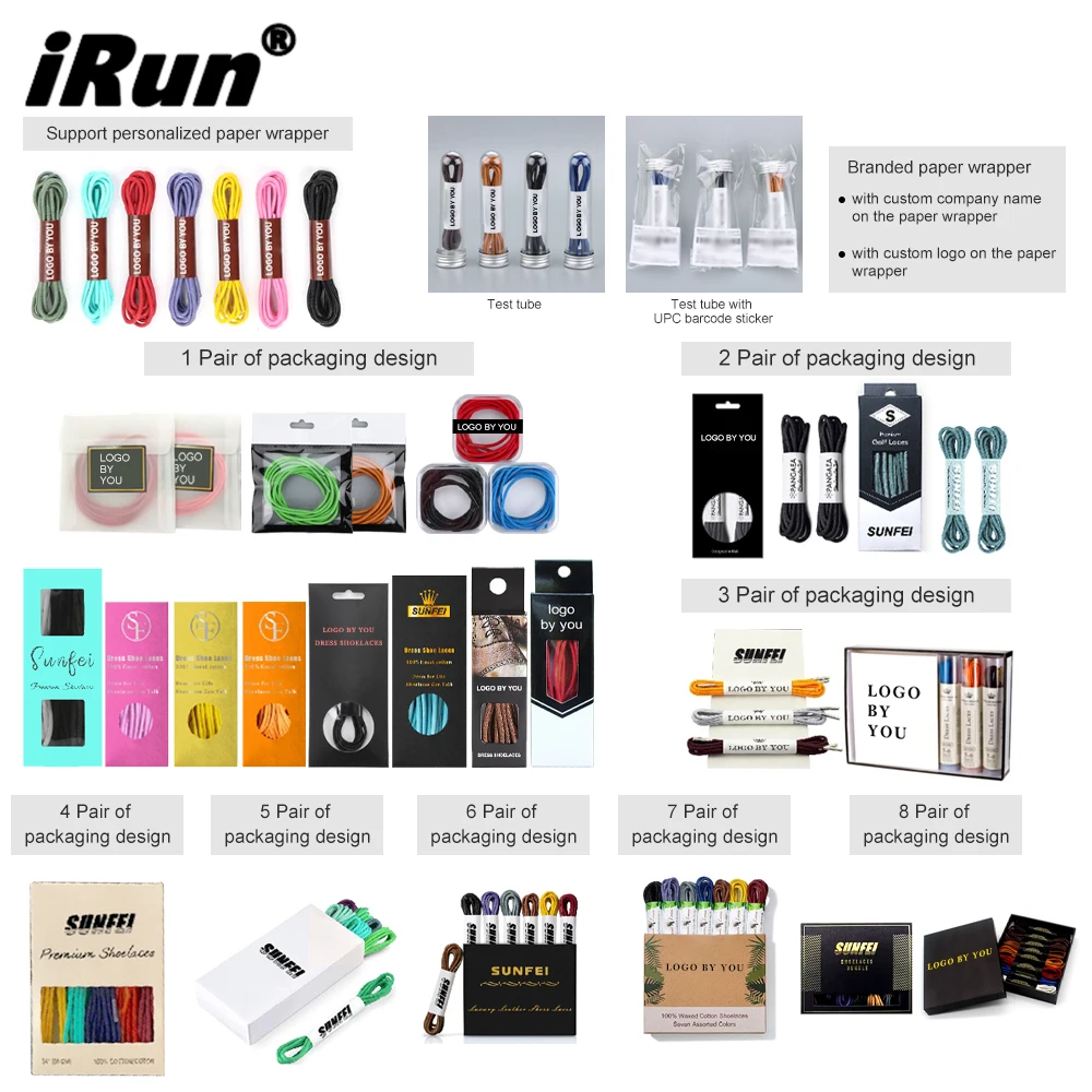 iRun Luxury Gift Box Dress Boot Laces Round Wax Shoelaces Oxford Waterproof Wax Shoelaces for Leather Shoes for Men