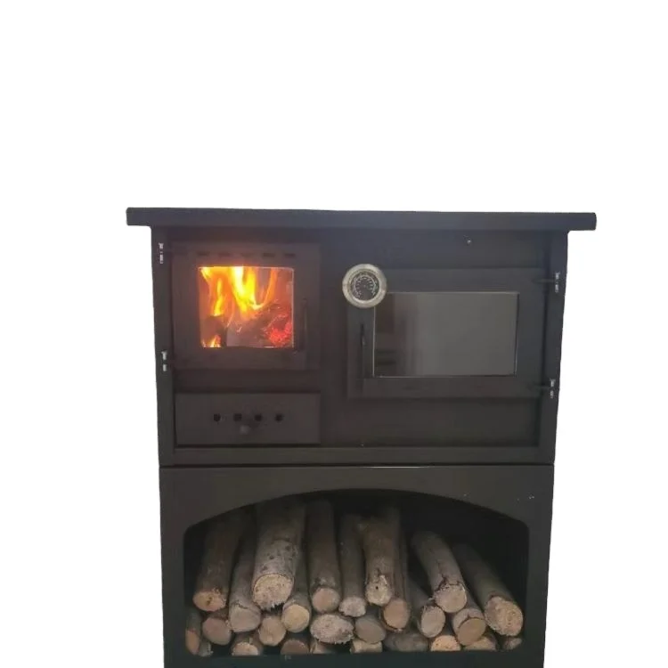 pellet woood cooking wood stove with high efficiency wood fired cooker with big oven