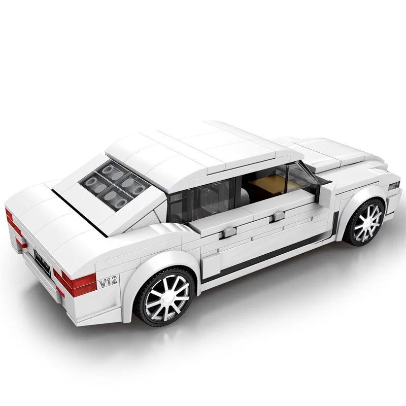 Super Racing White Car Building Blocks 398PCS MOC Plastic DIY Sport Model 1:24 Scale Adults Kids 5 7 Years ABS Box Brick Toys