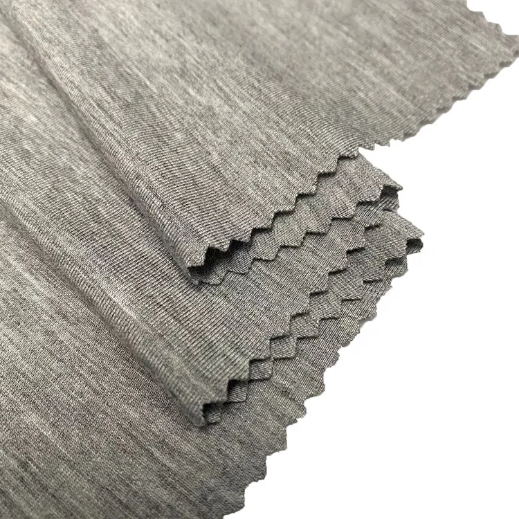 Сертификат GRS однотонная Экологически чистая Меланжевая ткань из органического вязания 95 бамбука 5 спандекс для спортивной одежды