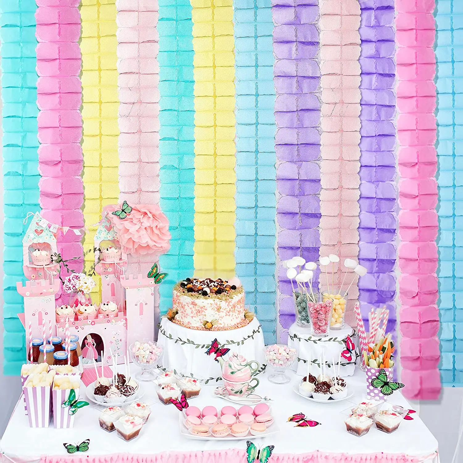 LEMON 3M Hanging Garland Four-Leaf Tissue Paper Flower Reusable Party Streamers Wedding Supplies Decorations Baby Shower