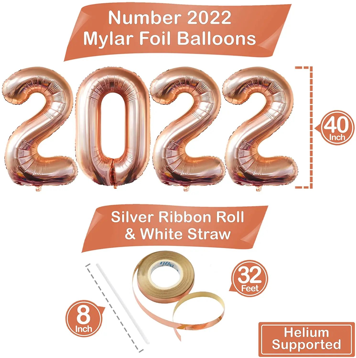 New Year decoration colors 2022 number aluminium foil balloons for party