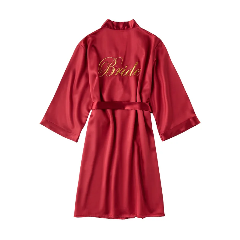 Belted Bridal Wedding Party Bridesmaid Kimono Bathrobe Silk Satin Robe For Women