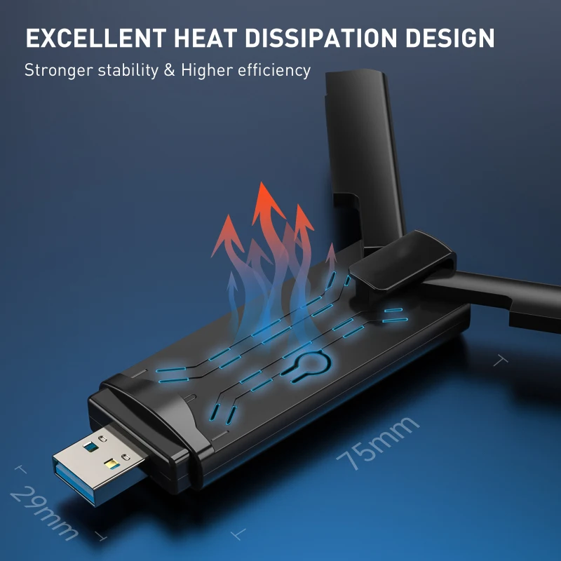 wifi 6 AX 1800Mbps wireless network cards  Wifi 6 Dual Band Usb Wifi Adapter  1800Mbps   with External Antenna  for Desktop
