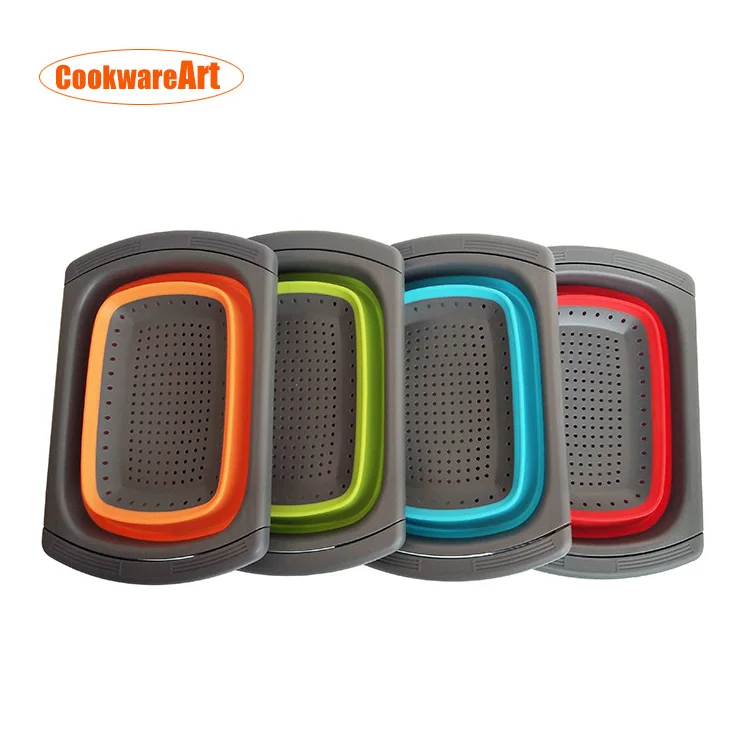 
Hot sale Collapsible Over Sink Colanders/Kitchen foldable Basket Strainer for vegetable and Fruit 