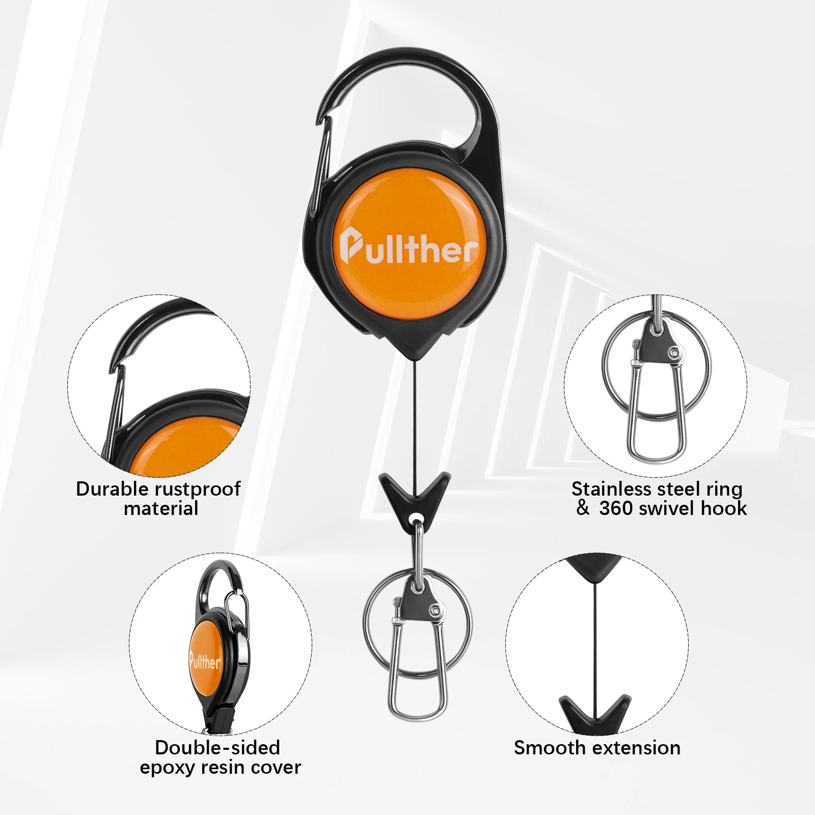 Pullther 9.3cm retractable badge with keychain fly fishing nurse ID card holder nurse badge reel