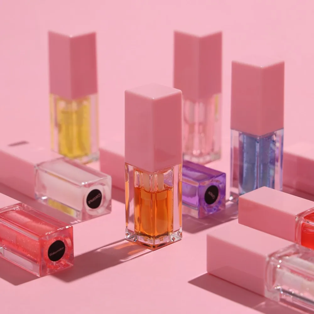 Wholesale Nourishing Fruit Flavor Lip Balm Private Label Vegan Glossy Shadows Crystal Clear Texture Plumping Lip Oil