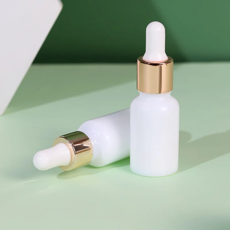 Idealpak Wholesale 15ml Glass Skin Care Oil Vial White Porcelain Essential Oil Bottles with Dropper