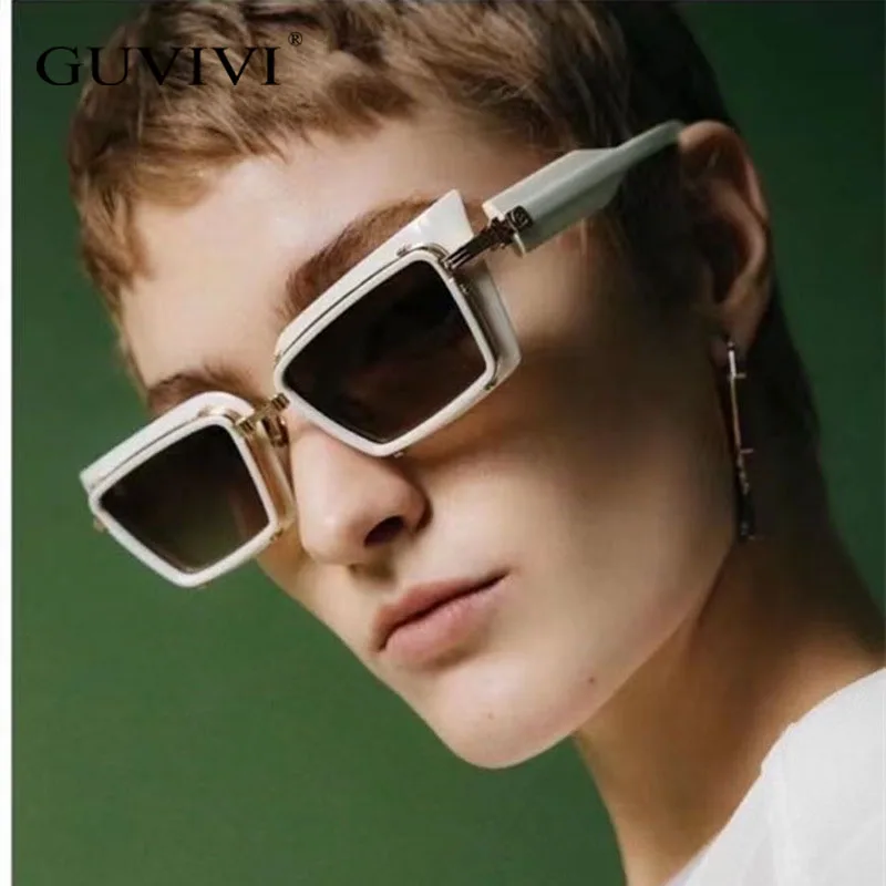 GUVIVI 2023 Hot Custom logo Hip Hop Square vintage Cat Eye Sunglasses For Women Personality Shades Luxury Brand Sun Glasses