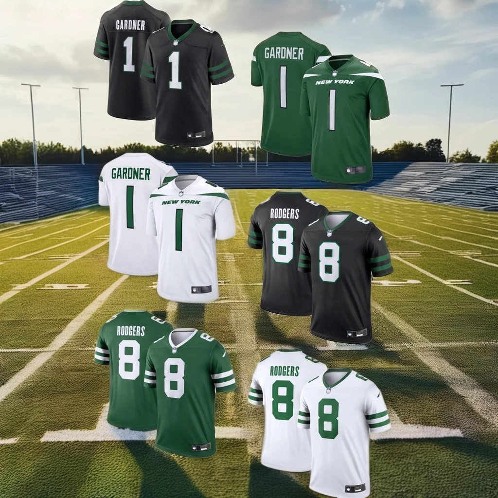 2024 Футбольная форма второго поколения NFLing New York Jet которую можно настроить с вышитым логотипом.