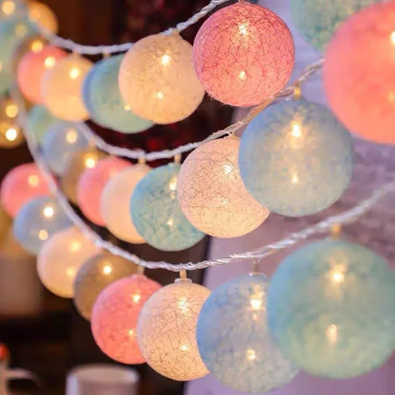 Decorative Cotton Ball Led String Lights China Wedding Decoration Holiday Festival Outdoor Patio Home Room Decor Custom length