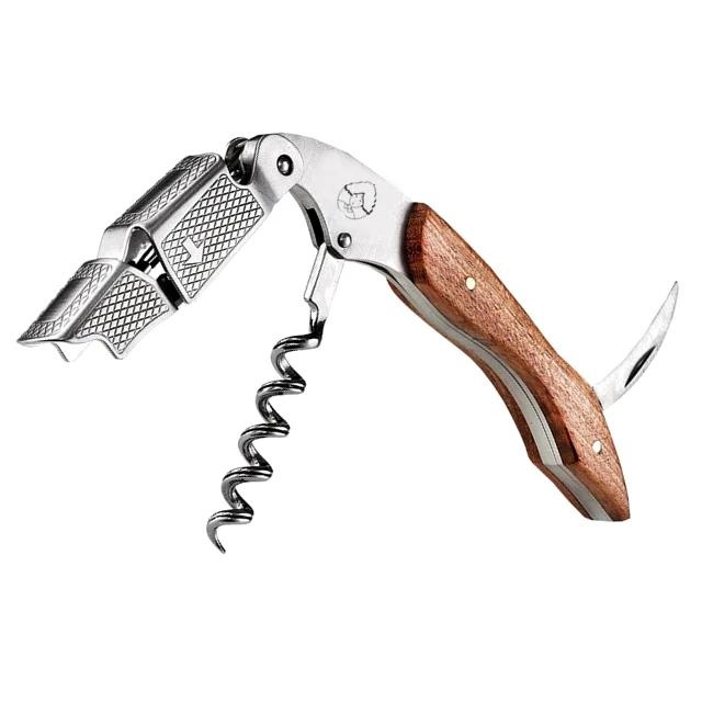 WA-2731 Premium 3 in 1 Stainless Steel Double Hinged RoseWood Handle Wine Waiters Corkscrew