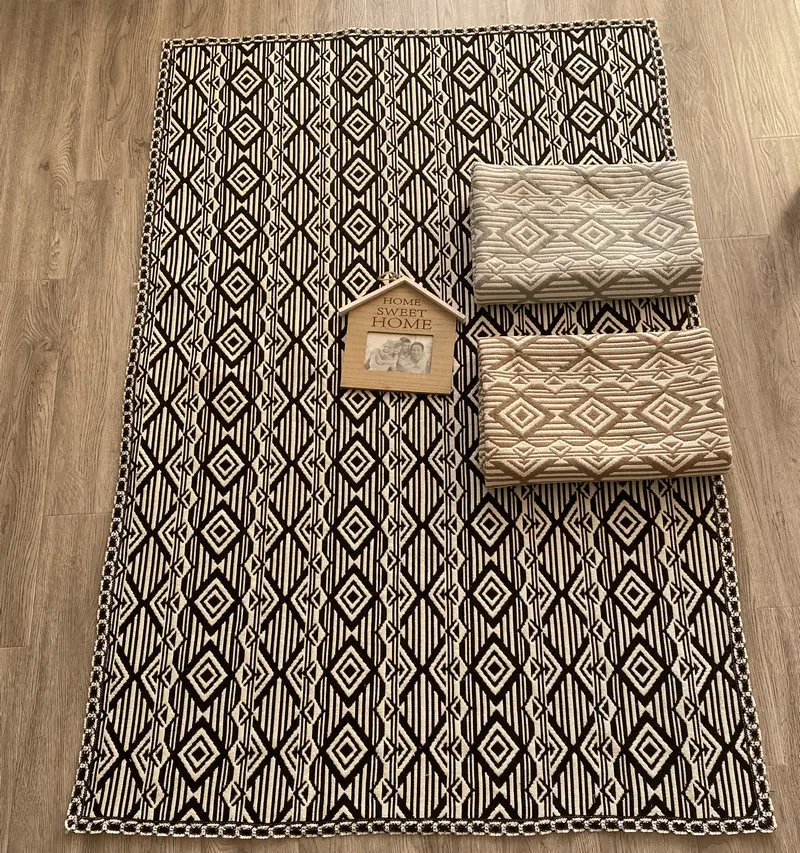 Cotton Thread Jacquard Braid Carpet Modern Simple Living Room Bed Rug Thickened Multi-size Floor Mat