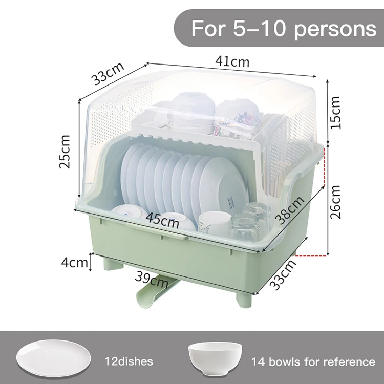 
2021 hot sell 4 tiers plate rack dish drainer drying plastic rack with cover 