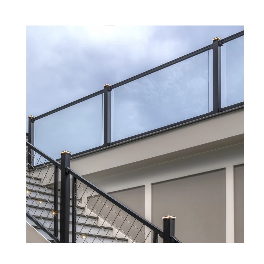 glass removable  led en bois wrought iron extruded aluminum luxury rsa railxtm rail balustrade