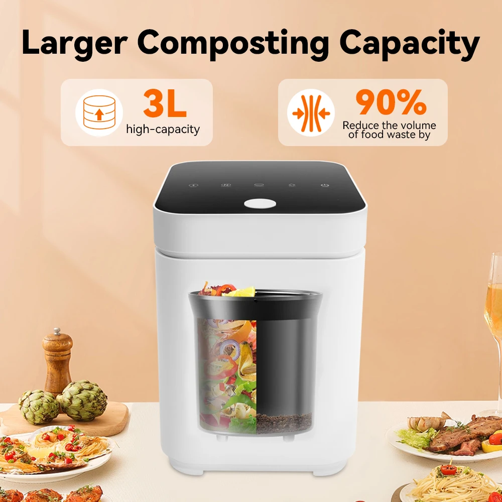 2024 Fertilizing Machines Odor Free Household Kitchen Garbage Customized 3L Kitchen Food Waste Disposer FC04 Black Electric