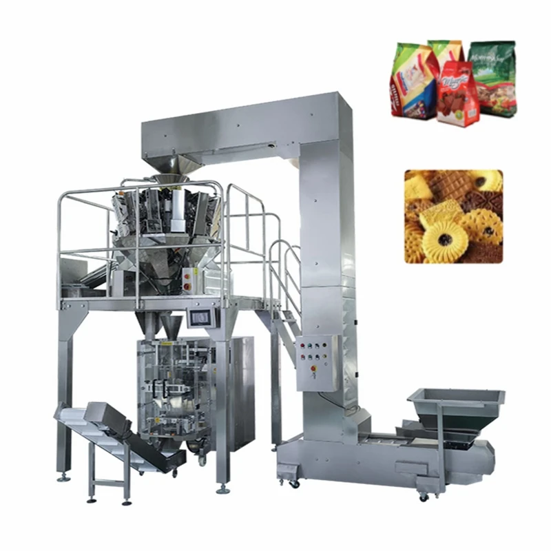 Automatic Grain Snacks Candy Ice Bean Fresh Fruit Tobacco Multihead Weigher and Vertical Packing Machine Bagger