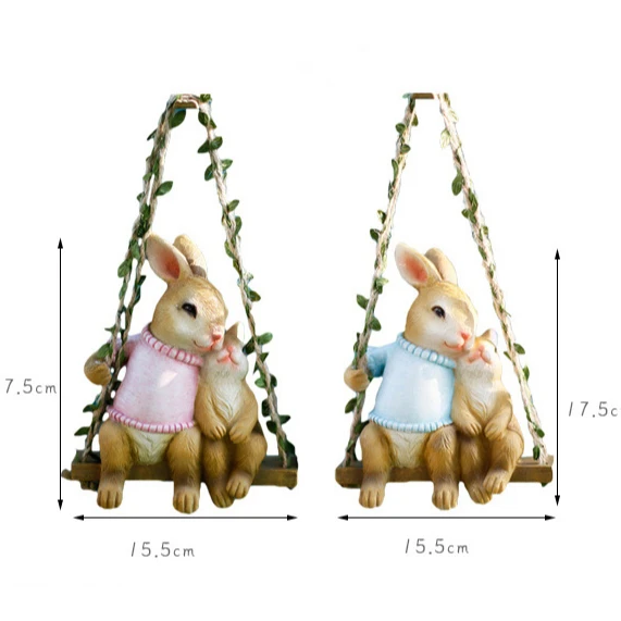 
Lovely Resin Simulation Rabbit Swing Pendant Outdoor Home Decoration And Garden 