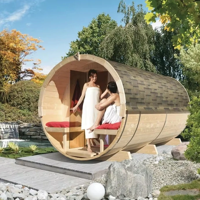 Factory direct sales Russian style outdoor cedar barrel sauna room