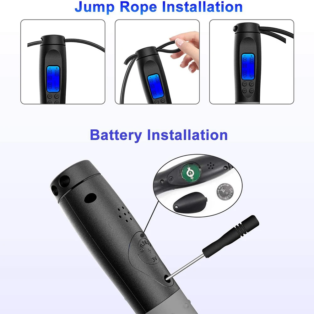 Electronic Automatic Counting Digital Tangle-Free Ball-bearings Jumping Rope, Endurance Training and Fitness Gym Skipping Rope_10