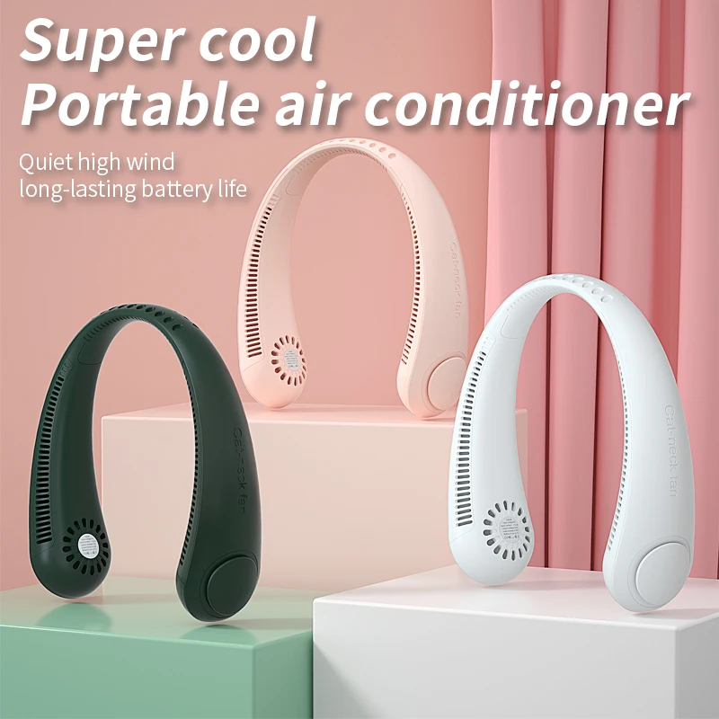 rechargeable personal mini semiconductor refrigeration hanging neck fan portable cool neck fan