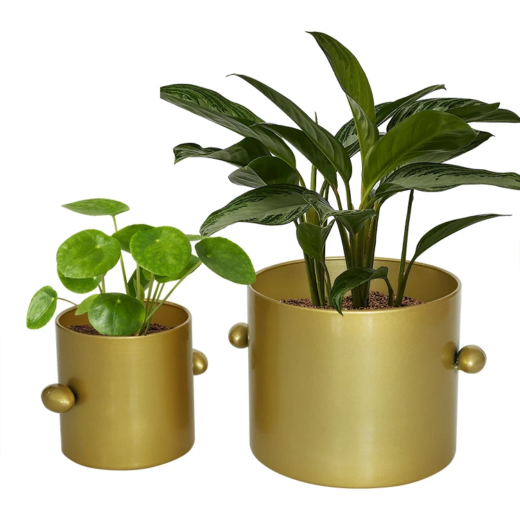 Set of 2 big and small pot indoor plant pots decorative plant flower pots large with ball shape handle