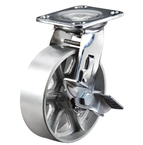 5inch Industry heavy duty caster swivel pu caster with brake roller bearing 300Kg capacity