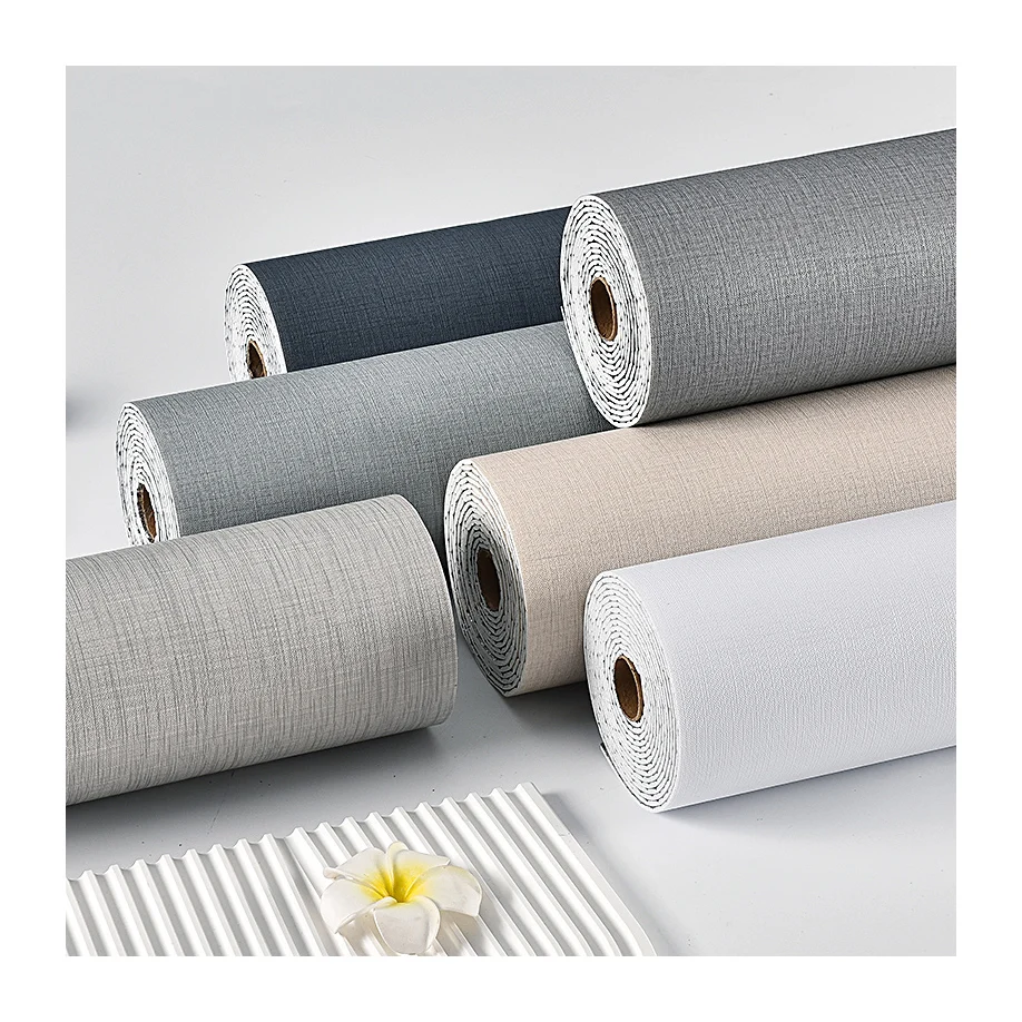 Modern Sample Peel and Stick Self Adhesive Beaded Textile PVC Coated 3D Modern Pattern Design Wallpaper Rolls