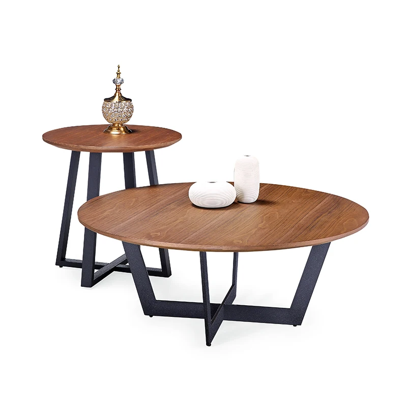 Домашняя мебель общего использования и набор из круглого журнального столика из дерева и металла