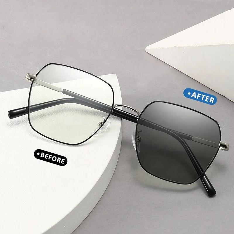 2021 New Ready Goods High Quality Men Stainless Women Photochromic Anti Blue Light Blocking Sun Glasses Eyewear Sunglasses 9651B