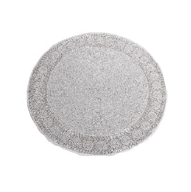 
Glass beaded Table Mat in two tone silver colour other patterns available 