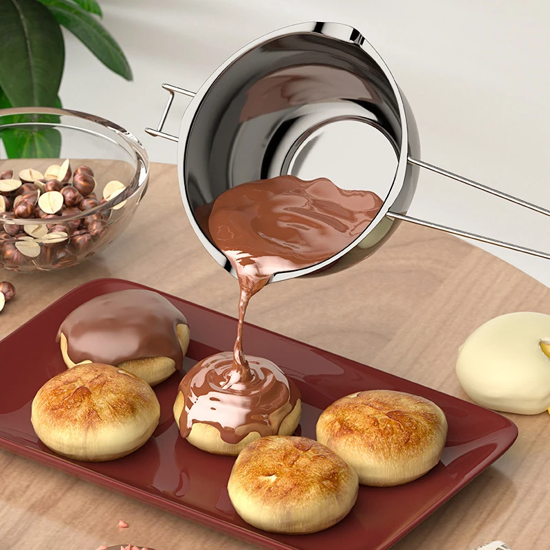 Baking Tools Chocolate Double Boiler Pot Stainless Steel Candle Melting Spoon Butter Heating Melting Bowl with Long Handle