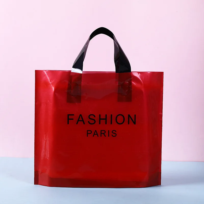 Fashion Beauty Loop Shopping Bag Plastic Custom With Logo Heavy Duty Reusable Totes Bag Eco Friendly