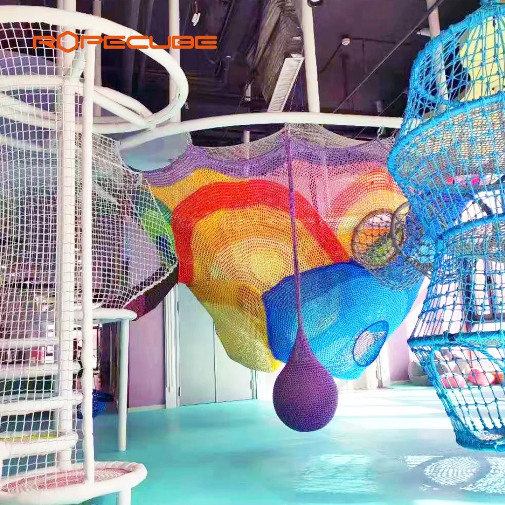 Kids Indoor amusement park rides equipment crochet rope climbing net playground for child