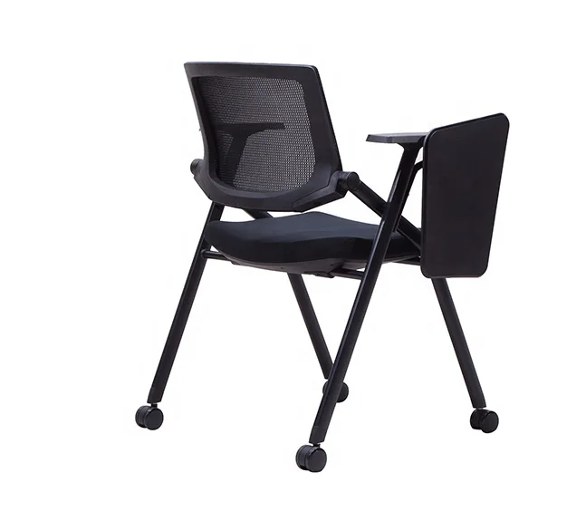 Изображение, складное кресло с черной стальной рамой kfore с большой стойкой и роликом для легкого перемещения, складное кресло для тренировочной комнаты