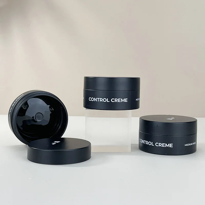 Men Wax Matte Black Plastic Jar with Lid 4oz 6oz 8oz Skin Care Cosmetic Packaging Hair Oil Pomade Cream Bottle Body Butter Jars