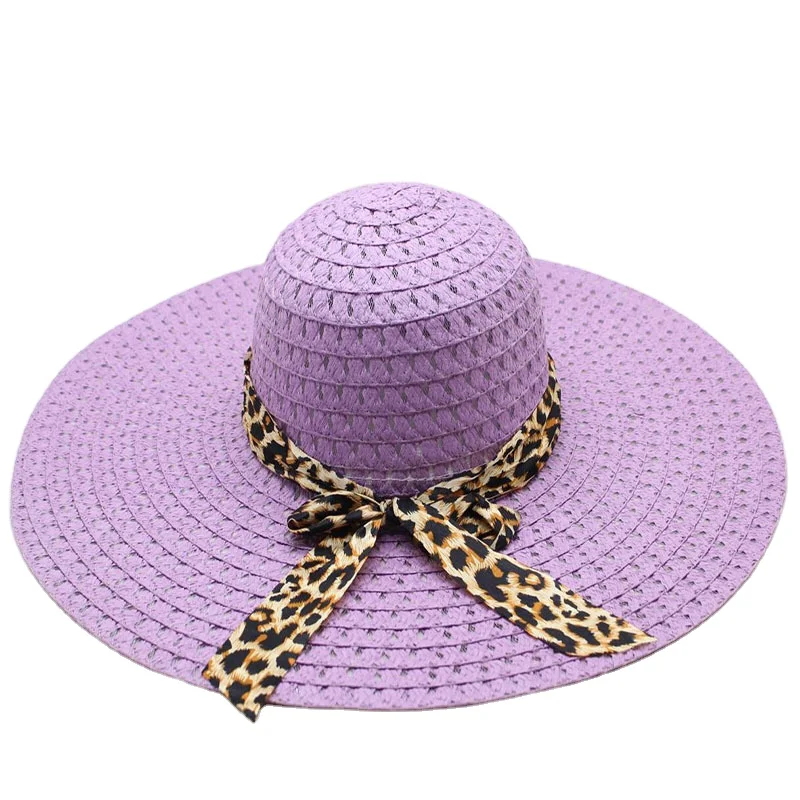 Floppy Chinese Wide Brim Szie Straw Hat Summer Women Beach Sunhat Decorating Paper Sun Hat