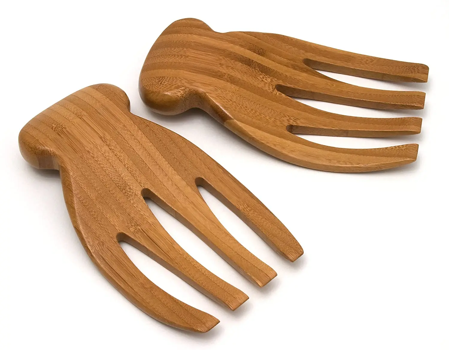 Bamboo Wood Salad Hands with Knob Handles