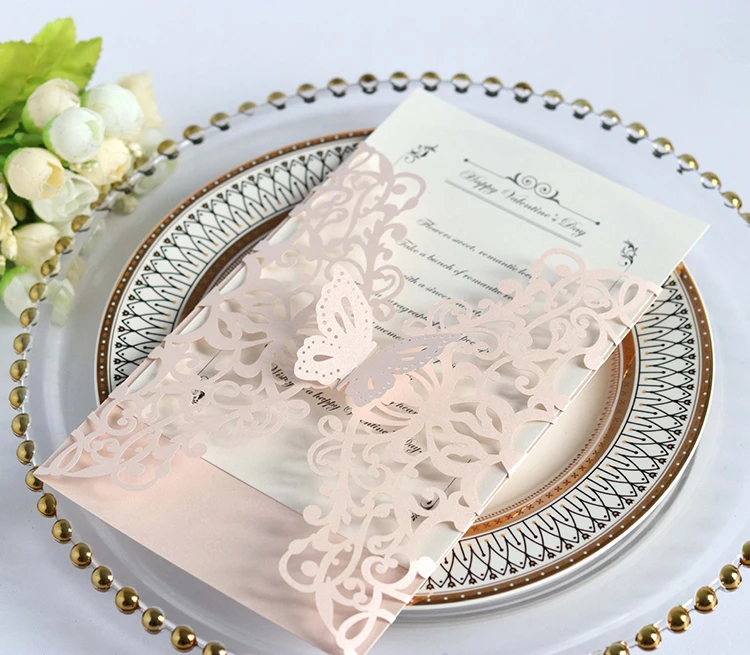 Pulling Type with Custom Logo Wedding Invitation Card Laser Cut Card with Envelope Paper Card/ Art Paper Wedding supplier Love