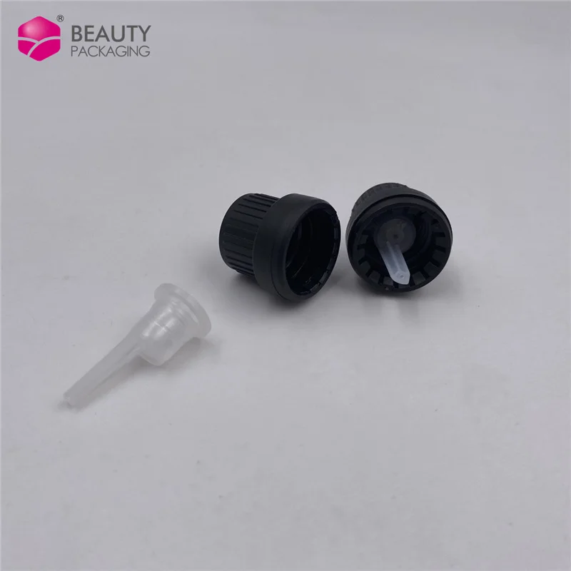 18mm Black  White Essential Oil Bottle Cap With Orifice Reducer Plug