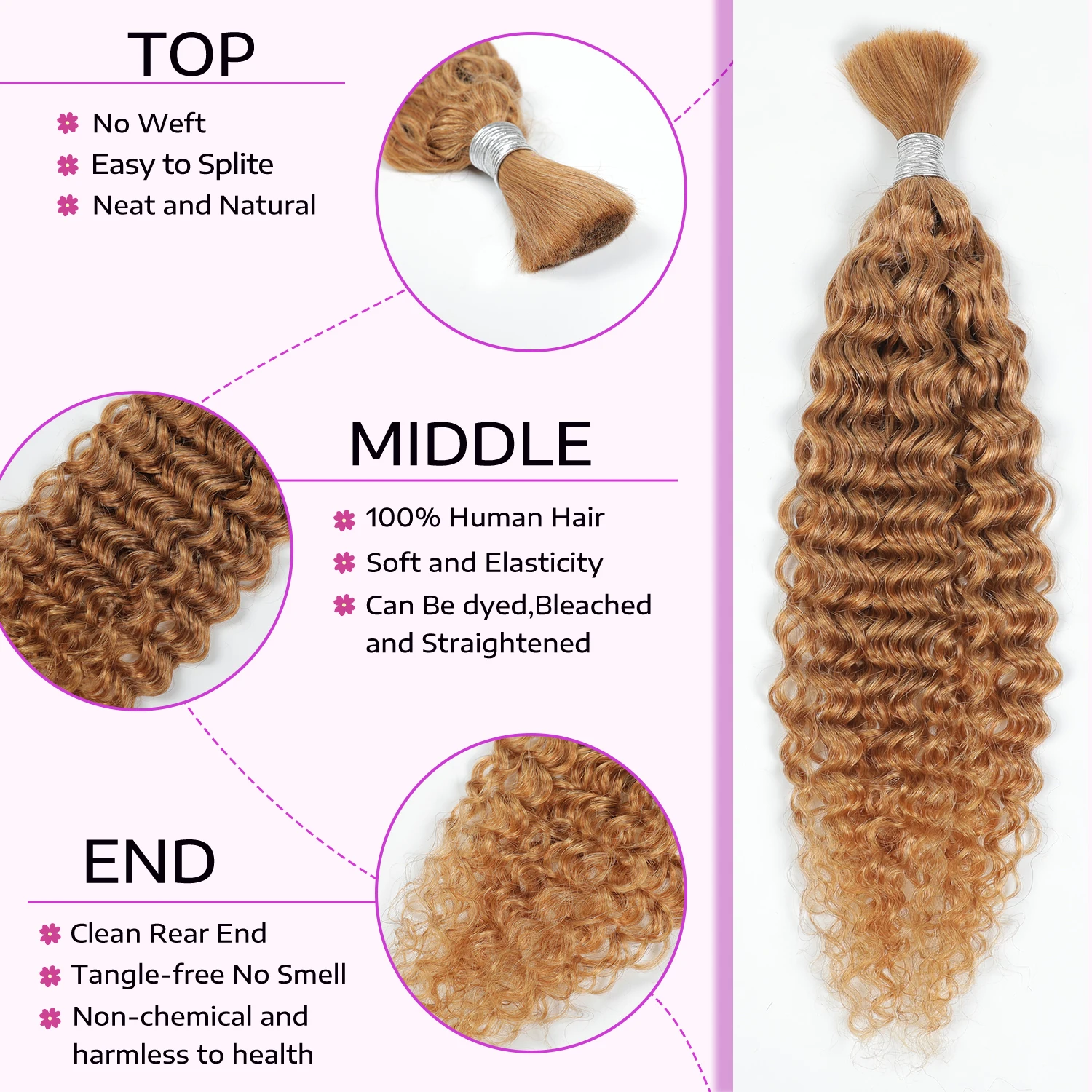 Factory Wholesale 100% Natural Color Hair Hot Selling Products 2024 Bulk Weave Water Wave 50g Human Branding Hair Extension