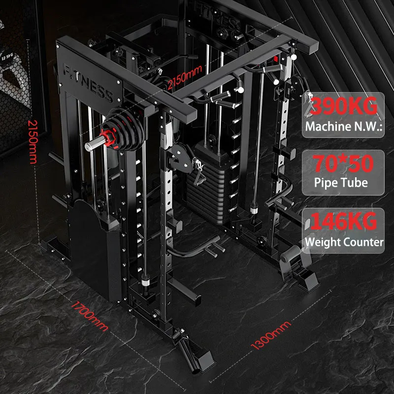 Multi Functional Strength Machine Dual Adjustable Pulley Cable Crossover Trainer Smith Machine