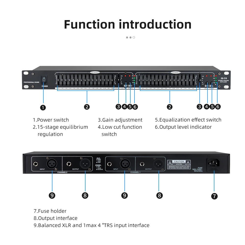 COKYIS Professional EQ-215 Audio Equalizer Dual Channel 15 Band Equalizer EQ Power for dj equipment professional sound