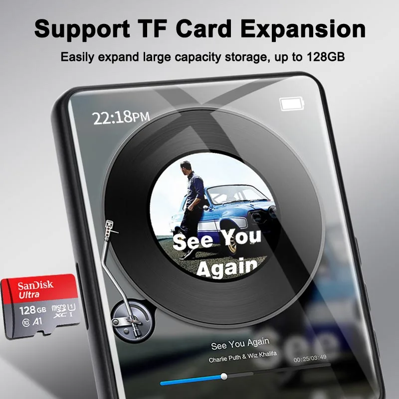 X6 2.4 inch Mini MP3 Player Blue tooth HD Touch Screen External Playback Music Player HiFi Sound MP4 MP5 Video Portable Player