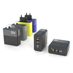 New 65W US EU CE&FCC&RoHS authentication Gallium Nitride GaN Fast Charging GaN 3 USB QC3.0+PD+PD Charger