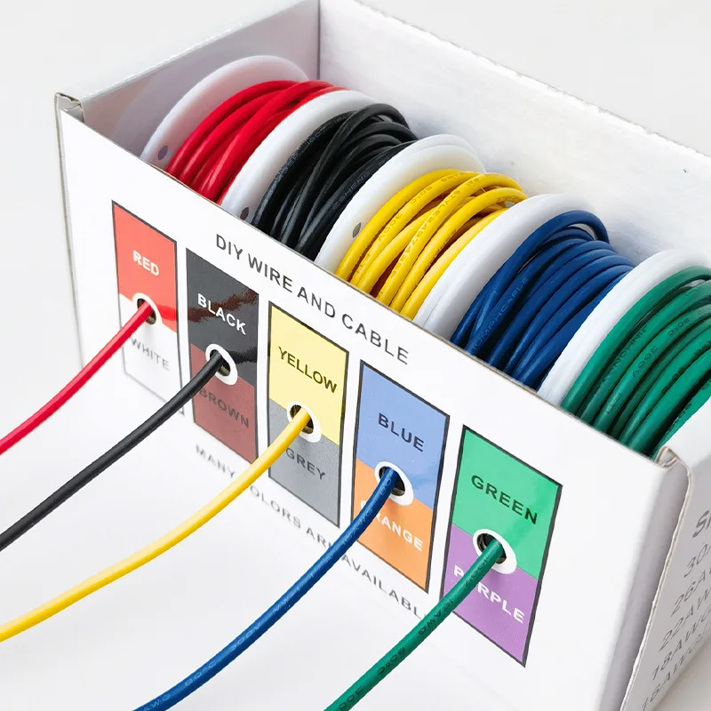 16AWG гибкий силиконовый провод и кабель 5 видов цветов в коробке Смешанная проволока луженая Высококачественная Чистая медь